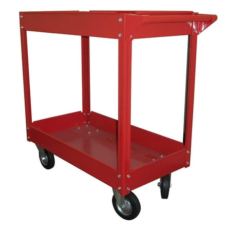 Olympia Tools 2 Tier Steel Utility Rolling Cart, 600 Pound Capacity, Red