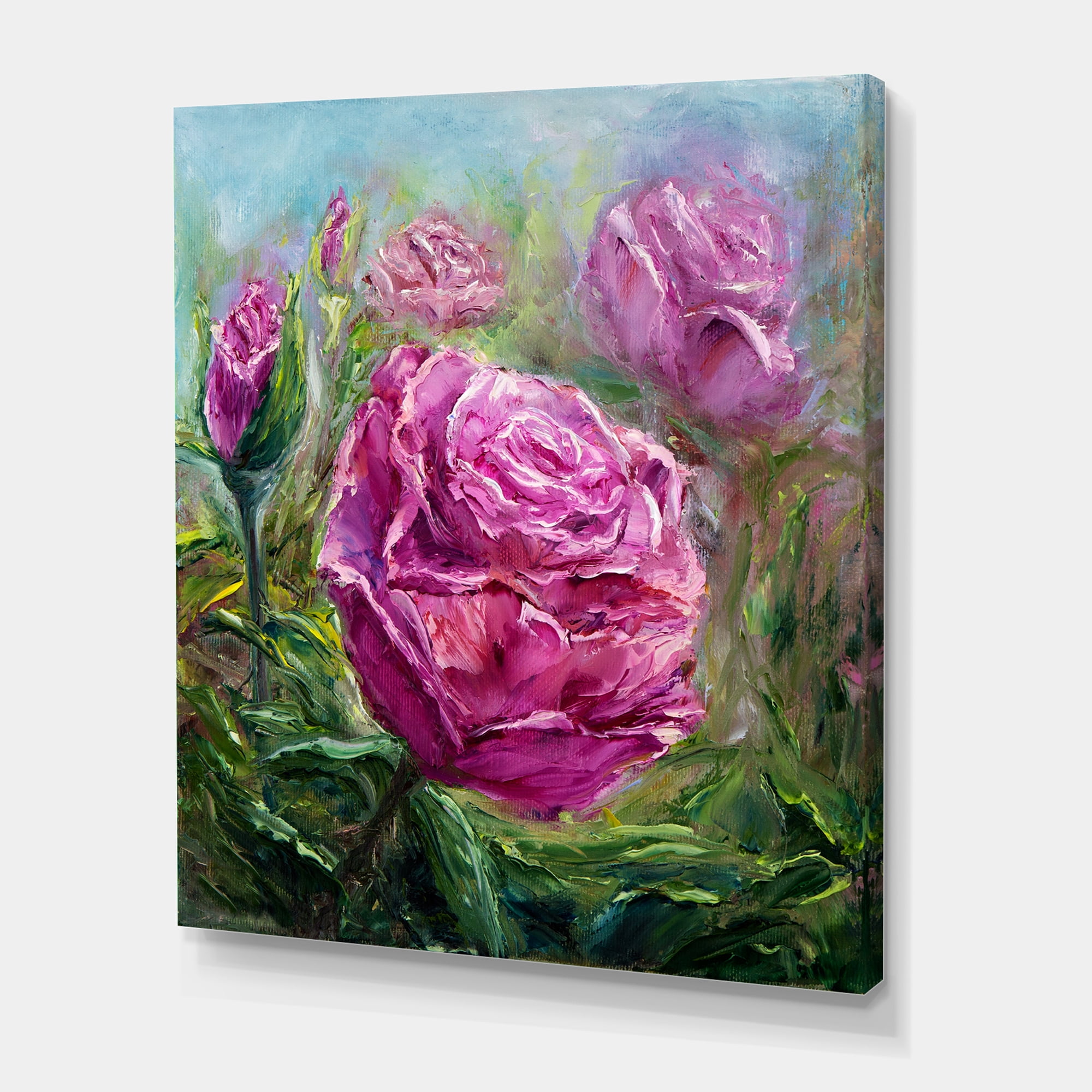 Designart ' Abstract Pink Peonies ' Traditional Canvas Wall Art Print