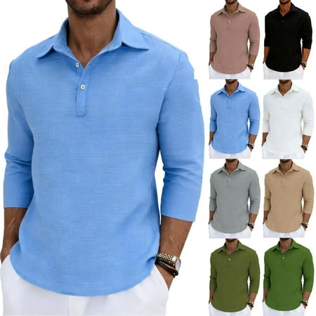 Zedker Long Sleeve Shirts for Mens Classic Casual Button Tee Lightweight Collared Golf Shirt Army Green XL