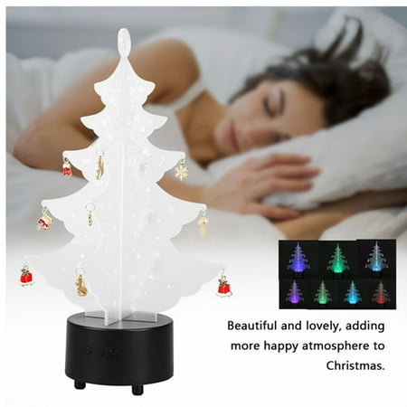 Acrylic Modern Table Lamp - Zerone Acrylic Transparent 3D Christmas Tree Night Lamp 7 Color LED Modern Nightlight Table Desk USB Lamp,Christmas Tree Table Light