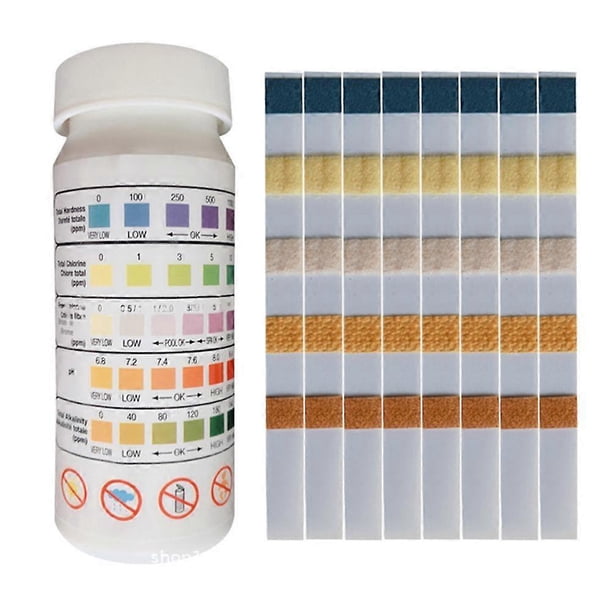 50 Pack Pool Water Quality Test Strips, 5 Inch Multi-Function Swimming Pool Test Strips Kit for Residual Chlorine, pH, Hardness and Total Alkalinity