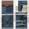 thumbnail image 5 of Joaxswe Farmhouse Sideboard Buffet with Storage, 63" Large Coffee Bar Cabinet with Glass Doors and Shelves for Dining Room, Blue, 5 of 9