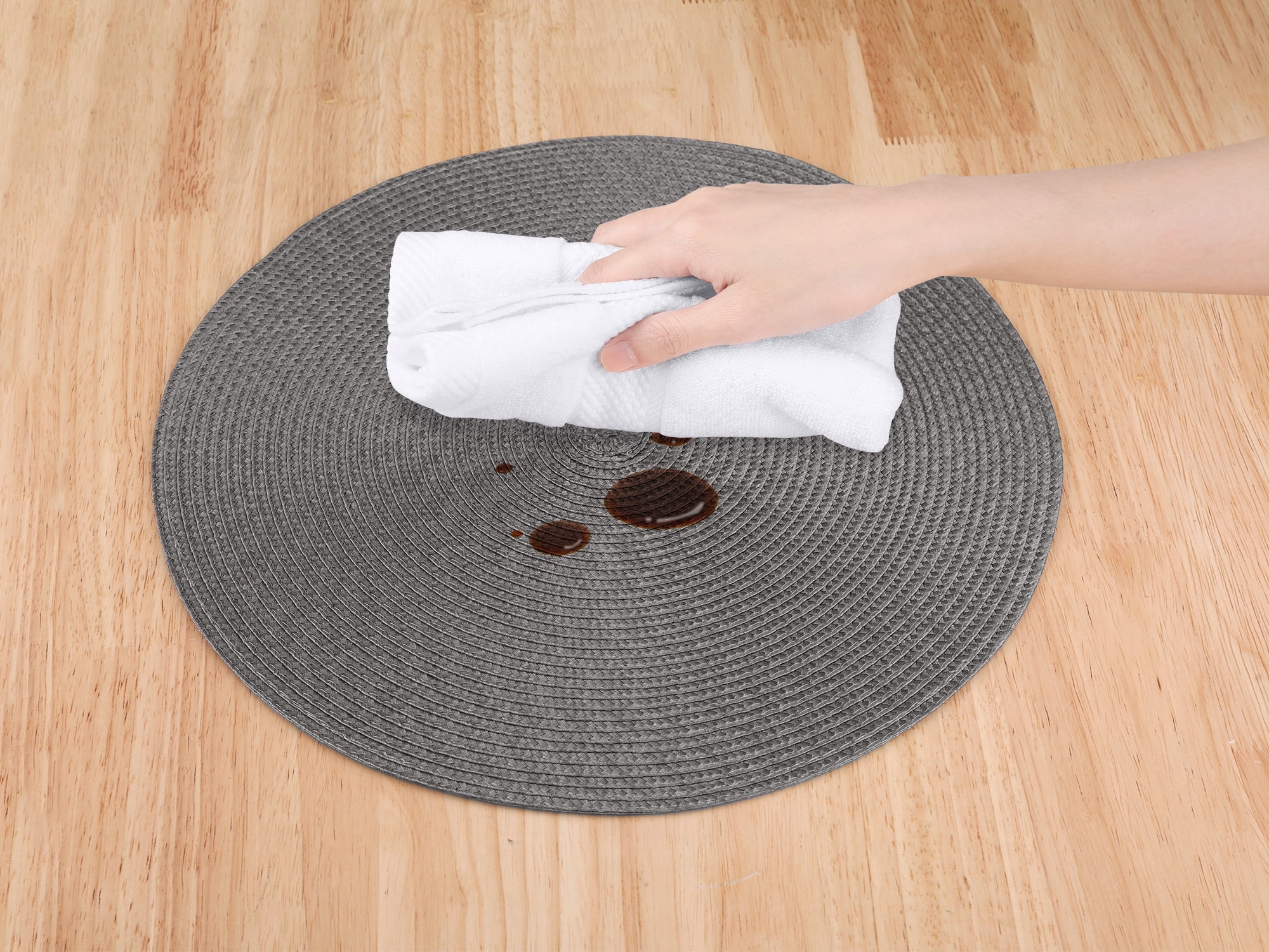 Unique Bargains Rustic Placemats Set of 6 Woven Placemats Dark Gray