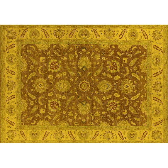 Ahgly Company Machine Washable Indoor Rectangle Oriental Yellow Industrial Area Rugs, 2' x 5'