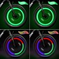 thumbnail image 1 of Paquete de 4 luces LED para ruedas (verde + multicolor), luces para radios de ruedas de bicicleta para MTB, bicicleta de montaña, ciclismo, adultos y niños, 3 modos intermitentes, 1 of 5