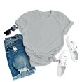 thumbnail image 3 of Garbnen Short Sleeve Shirts for Women Casual Women's Crew Neck T Shirts Basic Solid Color Lightweight Y2k Tunics Tops for Women Gray L, 3 of 5