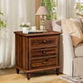thumbnail image 3 of Ktaxon Solid Wood Nightstand 3 Drawer Traditional Cottage Bedside Table, Brown, 3 of 11