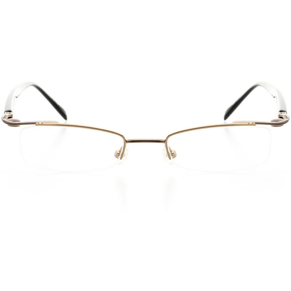 Unisex Optical Eyewear - Rectangle Shape, Metal Rimless, Dark Grey