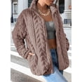 thumbnail image 5 of Winter Fleece Jacket for Women Zipper Stand Collar Casual Coats with Pockets Light Beige XL, 5 of 7
