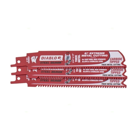 Alloy Metal Main Rotor - 3 Pack 6x1 8 TPI Diablo Extreme Metal Reciprocating Blade Carbide Tipped for Extreme Cutting for Boron Steel (UHSS) Cast Iton Alloys Steel