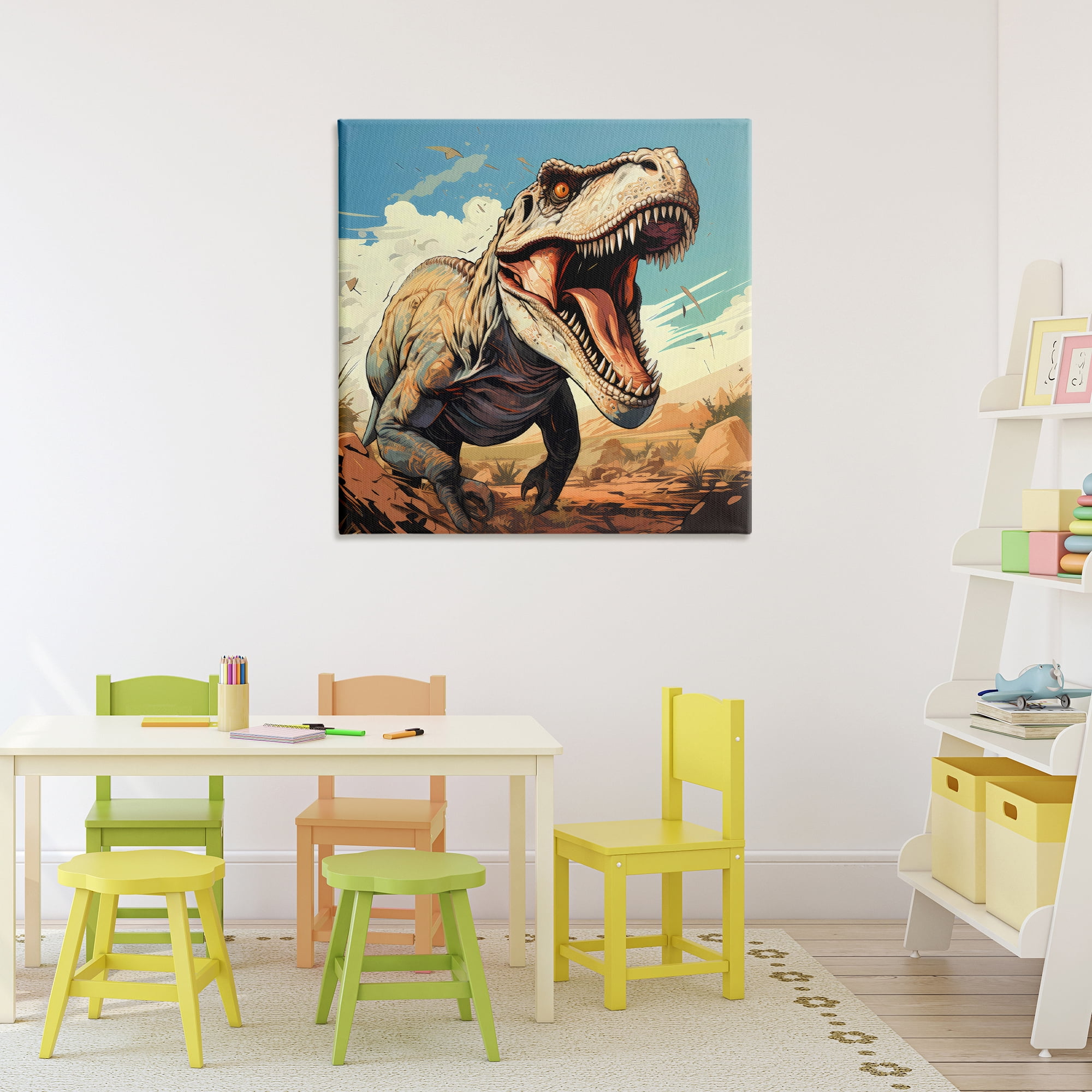 Stupell Industries Velociraptor Desert Sunset Canvas Wall Art, design by Creative Studio