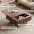 thumbnail image 5 of LKTART Square Coffee Table for Living Room,Fluted Drum Accent Tea Center Table with Storage,Solid Wood Modern Coffee Tables for Small Space Of Apartment (31.5" L×31.5''W×14''H-Walnut), 5 of 9
