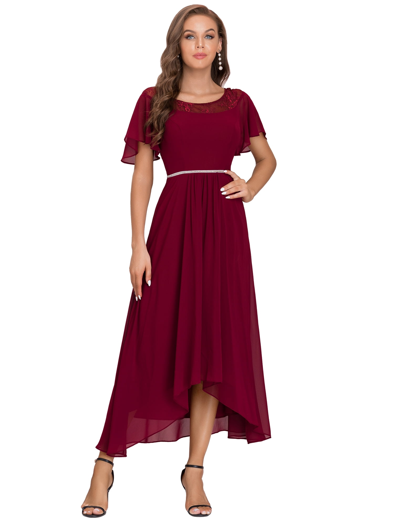 Ever-Pretty Women's Plus Size Double V Neck Evening Party Maxi Dress 98902  Burgundy US4 - Walmart.com