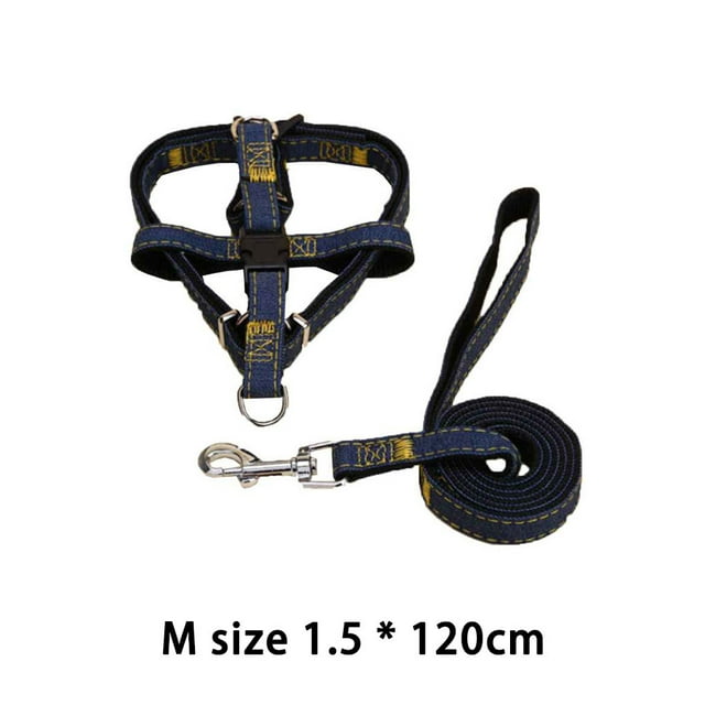 Dog Leash Harness Adjustable Leash Set Denim Dog leash harness Denim adjustable Leash Collar for Small Medium Large Dog Daily Training Walking Running