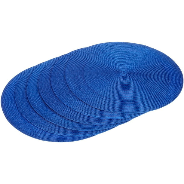 Set of 6 Nautical Blue Braided Pattern Round Placemats 15"