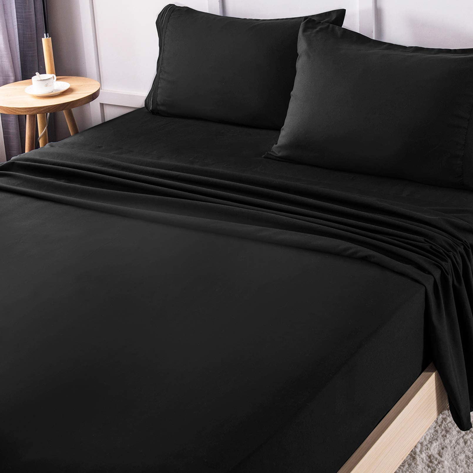 Stain Resistant Fade Black, 2 Pillowcases King Hypoallergenic SONORO KATE Luxury Pillowcase Set Brushed Microfiber 1800 Bedding Wrinkle