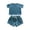 Blue, variant on Bbyeadc Girl Two Piece Linen Outfits Sets Short Sleeve Crew Neck T-Shirt Drawstring Comfort Shorts Fashion Going Out Short Sets with Pocket,Blue (110)