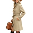 thumbnail image 4 of Womens Winter Coat 2026 Fall Casual Notch Lapel Bandage Lining Pocket Breasted Jacket Elegant Coats with Pockets (L, Beige), 4 of 9
