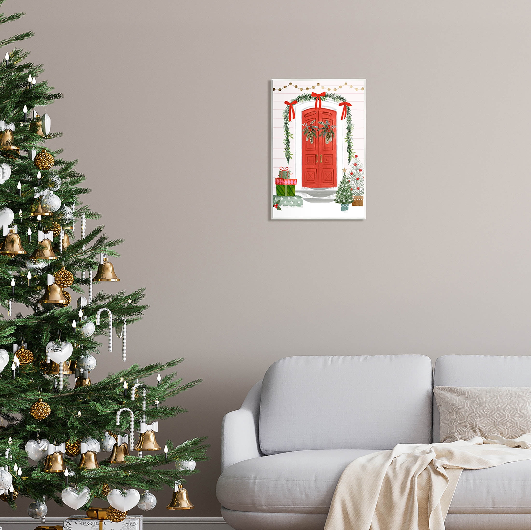 Stupell Industries Red Jolly Christmas Doorway Graphic Art Unframed Art Print Wall Art, Design by Victoria Barnes