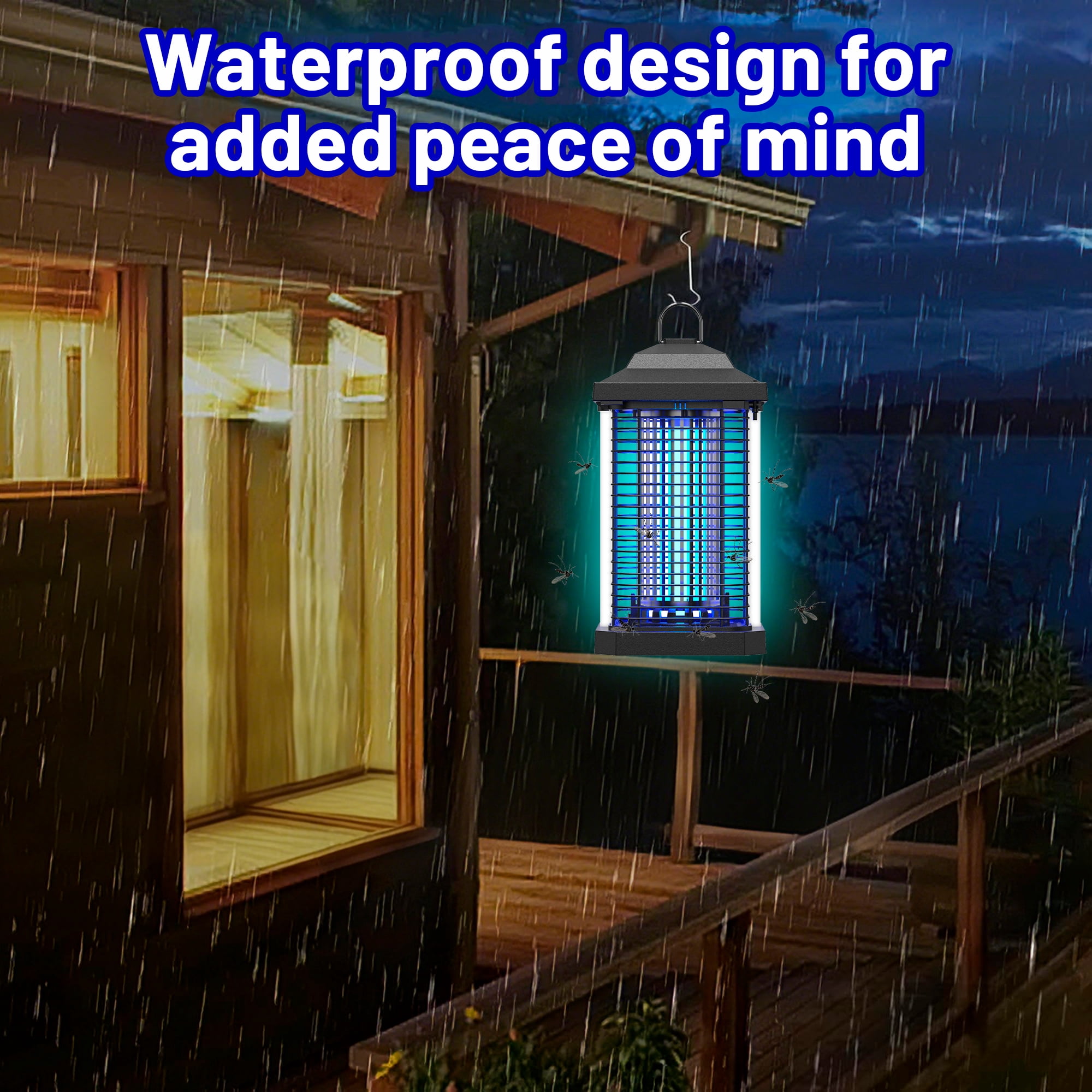 HeartGoods Bug Zapper Outdoor, 15W Power & 4200V Instant Grid Mosquito Repellent, 1/2 Acre Coverage, 3.9 ft Power Cord, Fly Trap for Patio, Backyard, Home