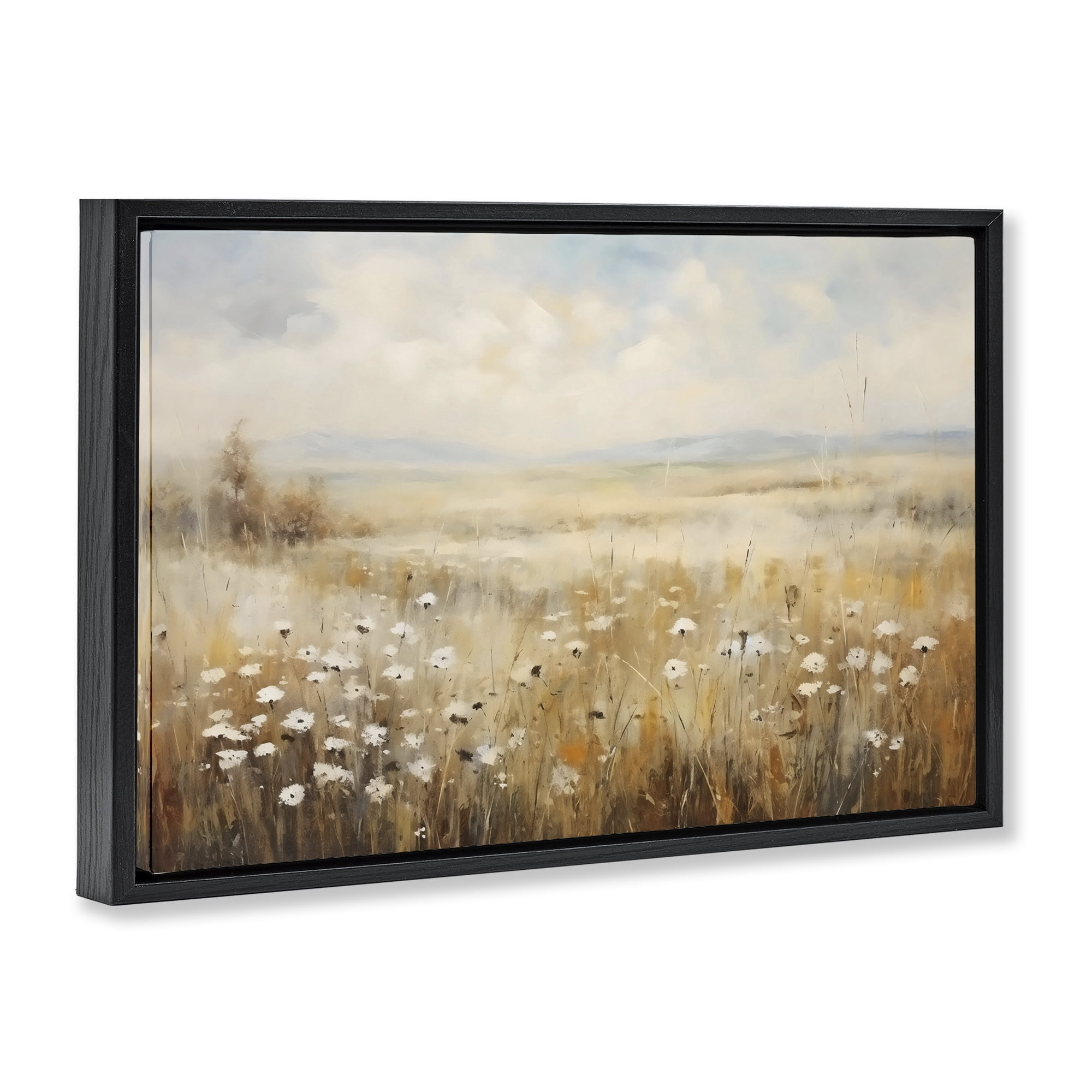 Stupell Industries Neutral Land Calmness Black Framed Floater Canvas Wall Art, design by Creative Studio