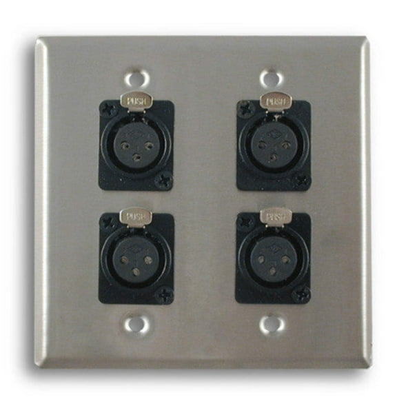 Dual Gang Stainless Steel Wall Plates with Four XLR Female