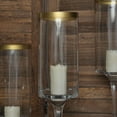 thumbnail image 6 of Efavormart Set Of 3 | Clear Gold Rimmed Long Stem Glass Hurricane Candle Holders, Cylindrical Pedestal Flower Vases - 16", 18", 20", 6 of 6