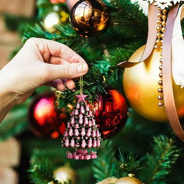 2D Christmas Pendant Decoration Christmas Tree Double Printed Elastic String for Bracelets Figurine Small Clear for Hanging Popcorn Ornament Resin Glass Beads Chain Garland