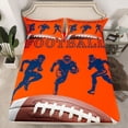thumbnail image 2 of jejeloiu Football Sport Lover Queen Sheet Sets,Orange Brown Bed Set For Man Woman 4pcs, 2 of 7