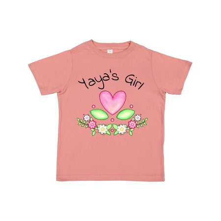 

Inktastic Yaya s Girl- Heart Flowers Gift Toddler Toddler Girl T-Shirt