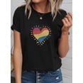 thumbnail image 1 of Camiseta estampada con corazón de San Valentín - 100 % casual, manga corta, para mujer. Para adultos, hombres, mujeres, adolescentes, jóvenes., 1 of 6