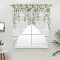 thumbnail image 2 of Swag Valance Curtains for Windows, Watercolor Floral Light Filtering Kitchen Curtains, Spring Flowers Leaves Botanical Wood Grain Window Treatment Valances for Living Room, 36x45 - 2 PCS, 2 of 9