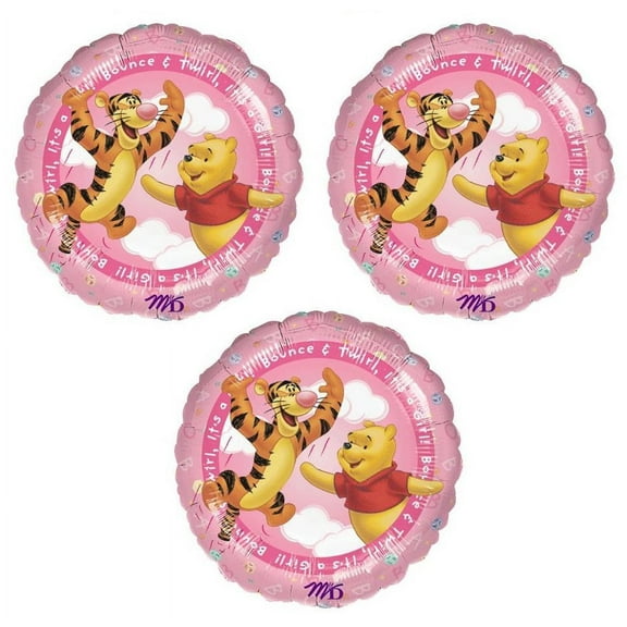 Winnie the Pooh Bear and Tigger 3 Piece 18" Baby Girl Shower Balloons