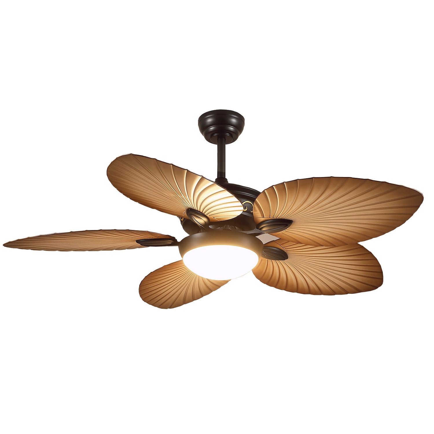YIOSI 52" Tropical Ceiling Fan with LED Lights, Remote/APP Control, Quiet Motor, 6-Speed, Dimmable, Wood Grain Finish, Indoor/Outdoor