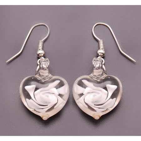 Bleek2Sheek True Hope Murano Swirl Heart Drop Earrings