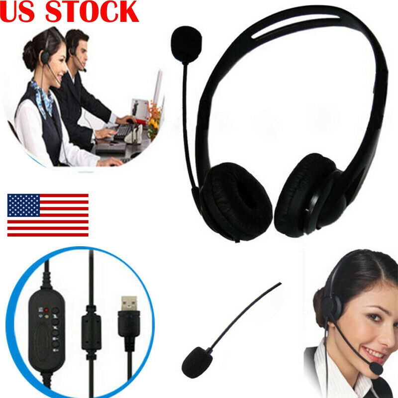 USB Noise Cancelling Telephone Microphone Headset Call Centre Office Corded NEW 