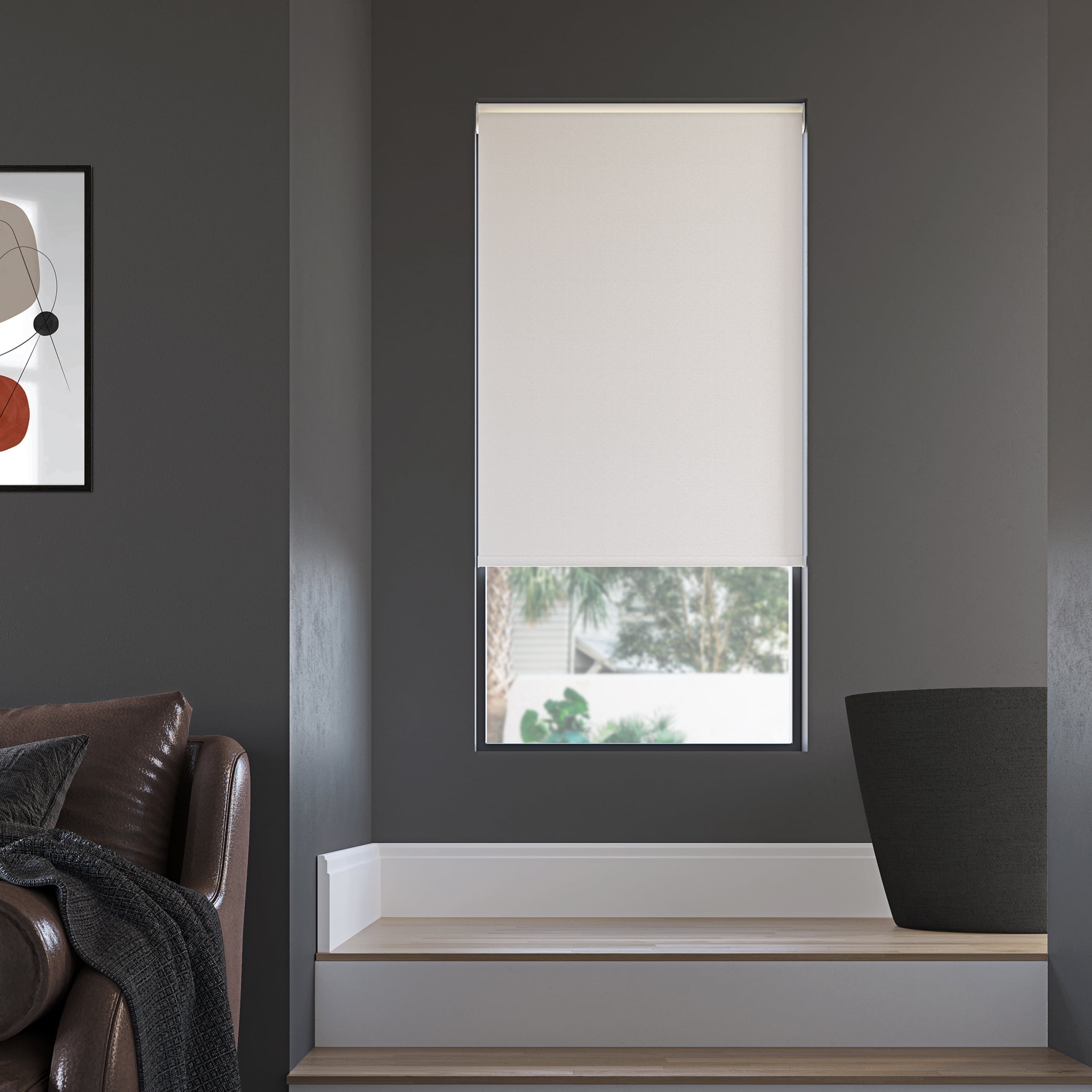 Sun Zero Langley 100% Blackout Cordless Roller Shade, 34"x72", White