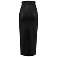 thumbnail image 5 of Womens Leather Skirt Bodycon Mini High Waist Slim Pencil Skirt with Back Split Color Black Size S, 5 of 7