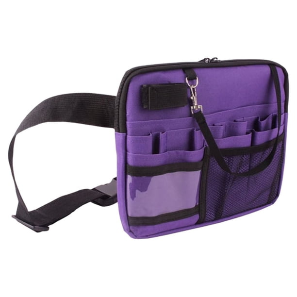 Jumpingount Bolso de cintura de enfermera de tela Oxford de moda con soporte de cinta de cinturón de herramienta de enfermera de bolsillo de Bolsas de mensajero y de hombro púrpura