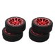 thumbnail image 2 of 4 ruedas RC de aleación de aluminio con buje de goma y textura cóncava-convexa para coche deportivo plano a escala 1/10, color rojo., 2 of 14