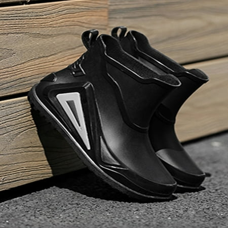 

Men‘s Fashion Plain Color Plain Color Anti-skid Slip On Rainboots Waterproof Shoes