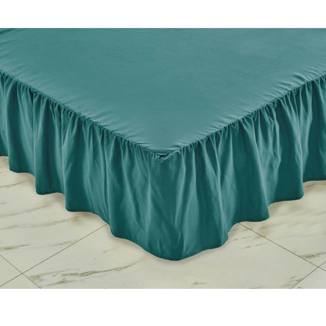 Luxury Pleated Tailored Bed Skirt 14” Drop Dust Ruffle Calla Green Queen 