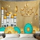 thumbnail image 2 of Feelfreeau 2x Ramadan Home Tapestry Eid Mubarak Wall Hanging Eid Festival Decoración azul y caqui, 2 of 7