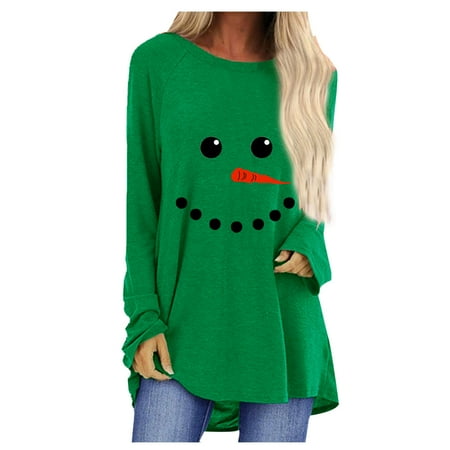 

2022 Christmas Tops Womens Long Sleeve O Neck Christmas Print Casual T-Shirt Tops Pullover Blouse Women Blouse Party Elegant Christmas Pajamas for Family Elegant Blouses 7-10 Days Delivery