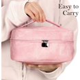 thumbnail image 6 of Makeup Bag, Portable  Bag, Large Capacity Travel Makeup Case Organizer,Stylish Denim-Look Toiletry Bag for Women Girls With Handle and Removable Pouch, 6 of 7