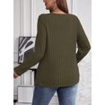 thumbnail image 6 of Women'S Plus Size Tops Trendy V Neck Casual Long Sleeve Shirts Knit Sweaters Green 4XL, 6 of 7