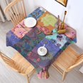 thumbnail image 2 of Colorful Patchwork Pioneer Flower Pattern Square Tablecloth,Waterproof Square Table Cover,Wipeable Spillproof Washable Table Cover for Home Kitchen Party Decor 60"x60"(152x152cm), 2 of 6