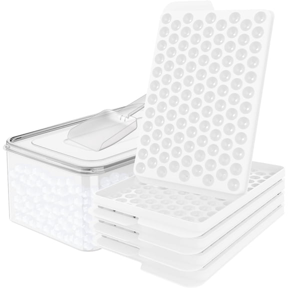 Mini Ice Tray, Small Round Pebble Crushed Ice Tray for Freezer with Lid - Iced Drinks Coffee Juice