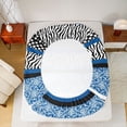 thumbnail image 5 of Manfei Tribal Damask Blue Full Size Sheets, Fashion Zebra Print Bed Sheets, Boho Stripes Abstract Sheet Sets, Breathable Home Decor, 4-Piece, 5 of 7