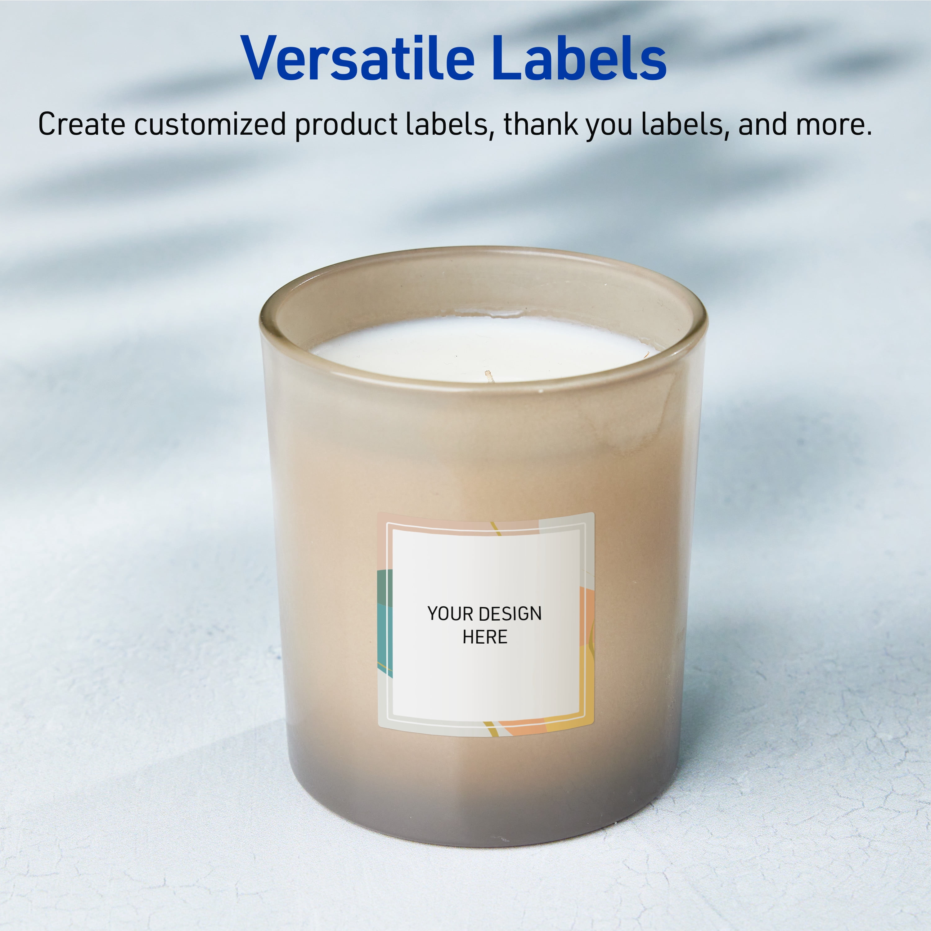 Avery Labels, 2" x 2", Matte White, Color Block/Gold Veins